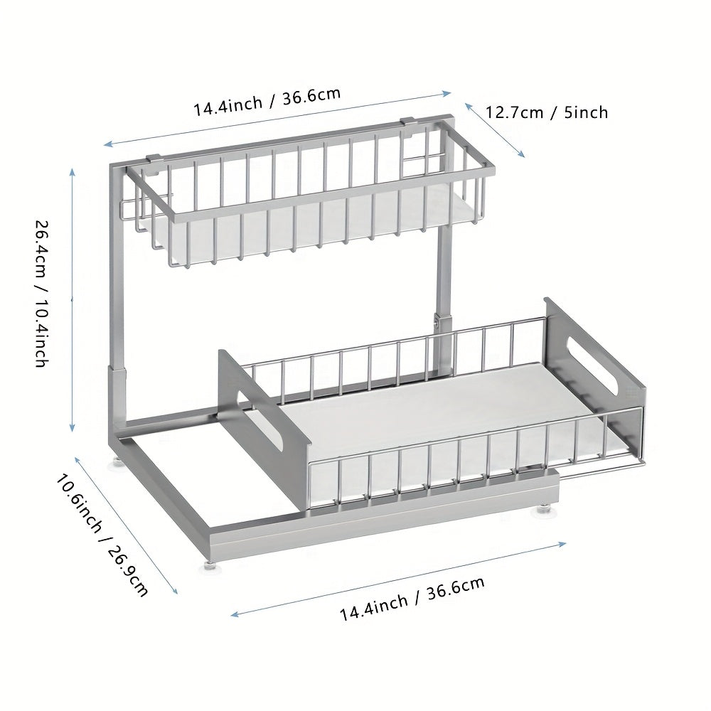 Two-Level Organizers for Under The Sink - Featuring a Sliding Pull-Out Shelf