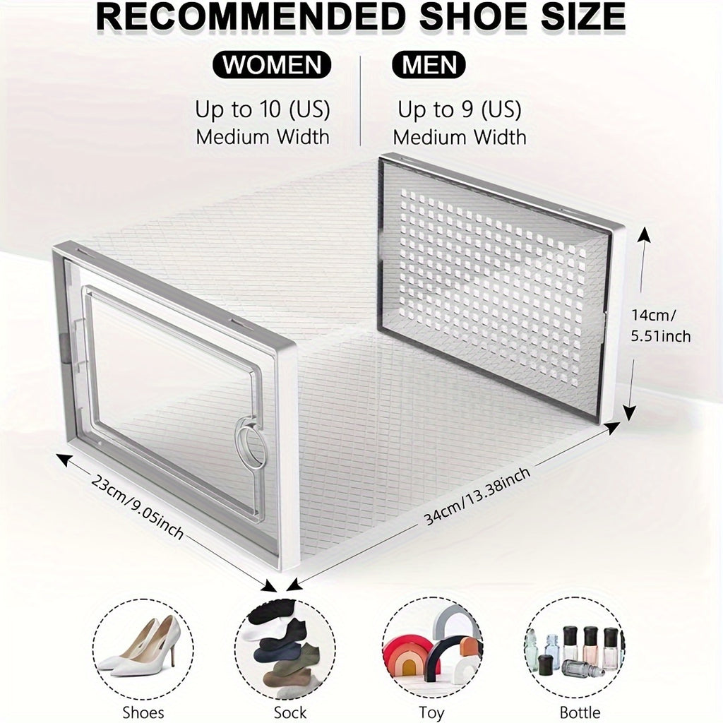 Stackable Clear Shoe Storage Boxes (Set) – Foldable Drop-Front Sneaker Organizer