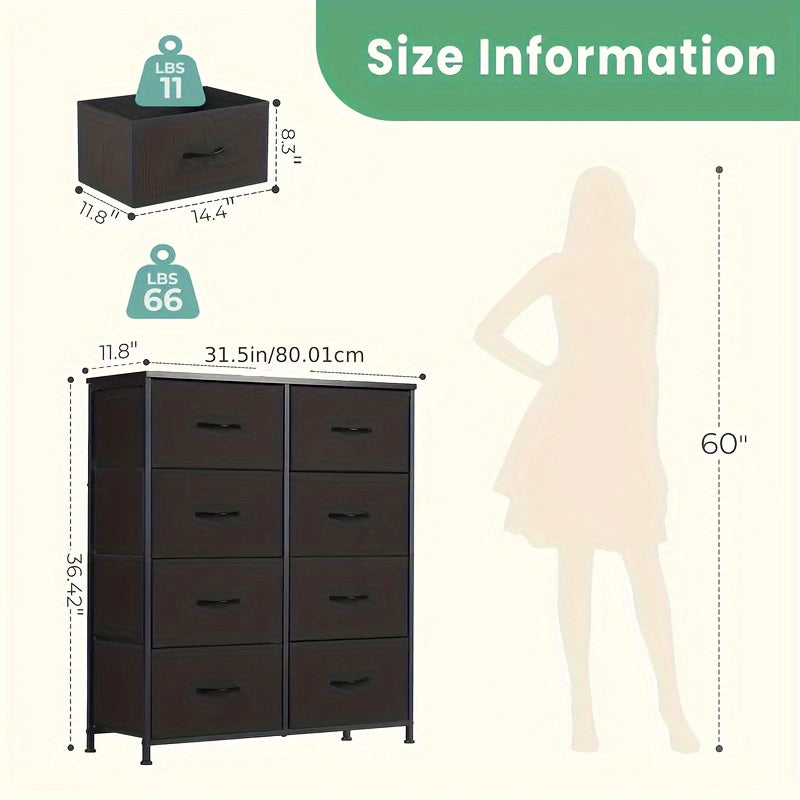 Large 8-Drawer Storage Dresser – Fabric Drawers with Steel Frame (Bedroom/Closet)