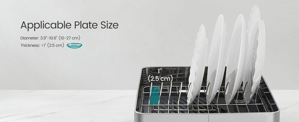 SONGMICS Large Dish Drying Rack, Expandable Dish Dryer for Kitchen Counter, Stainless Steel Dish Rack with Rotatable Spout, Uten