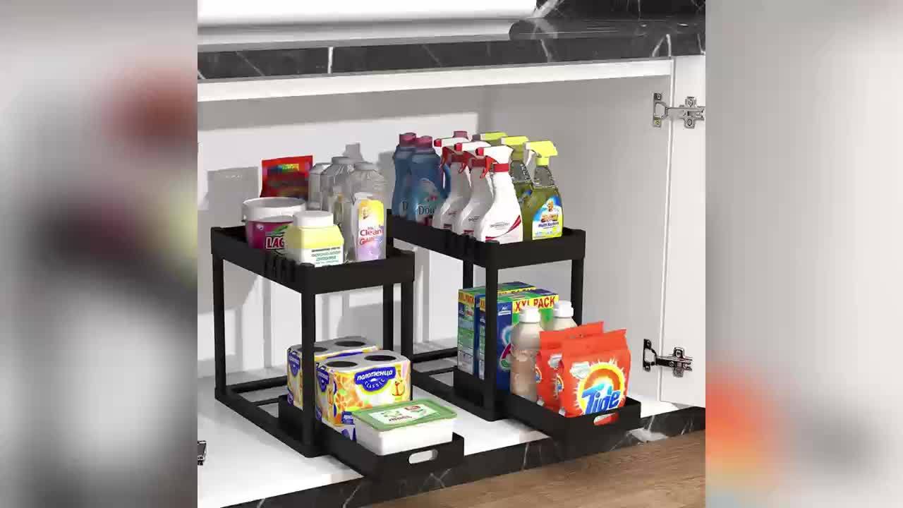 2-Tier Under Sink Organizer with Slide-Out Drawers – Multi-Purpose Bathroom & Kitchen Storage Rack