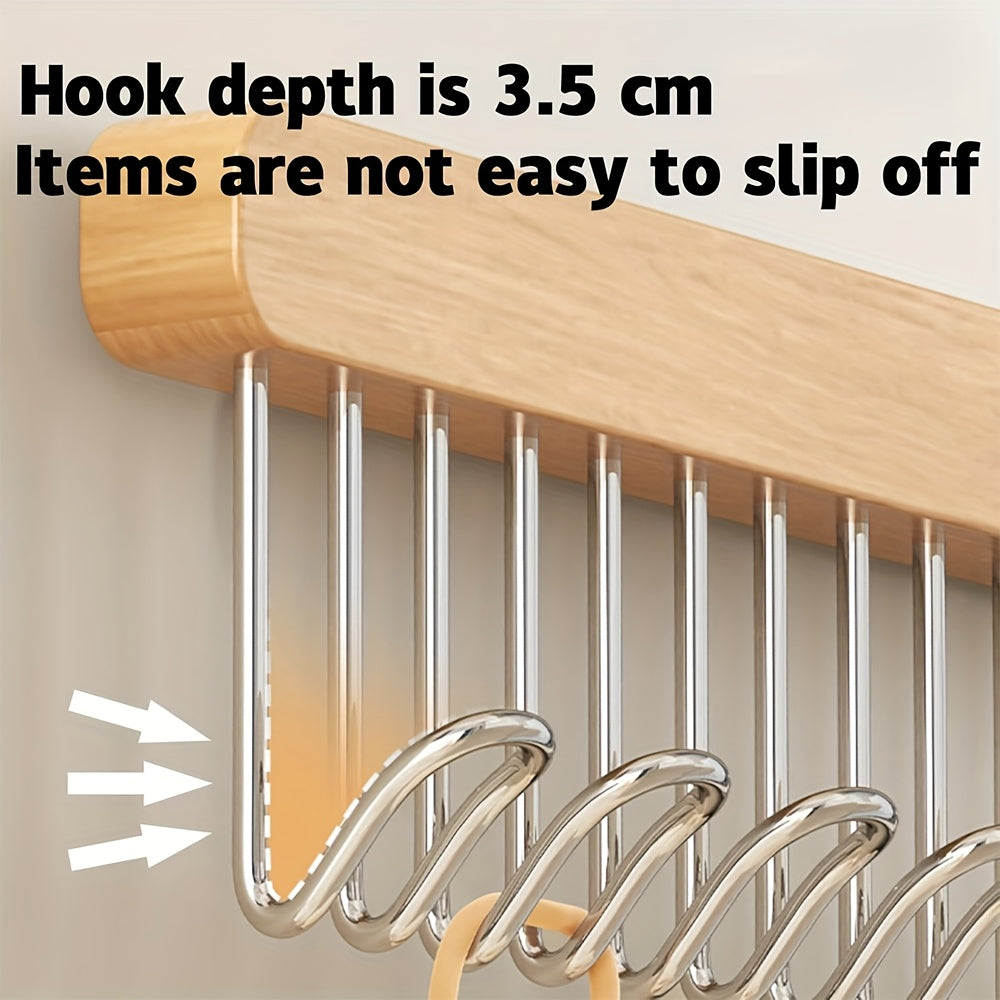 Pull-Out Sliding Hanger for Closet - Space-Saving Organizer with 12 Hooks