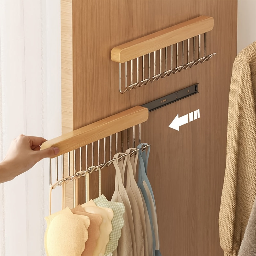 Pull-Out Sliding Hanger for Closet - Space-Saving Organizer with 12 Hooks