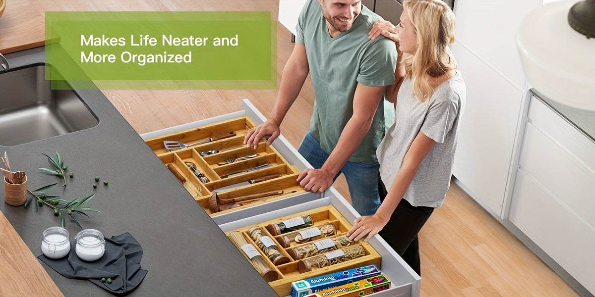 Bamboo Expandable Drawer Organizer