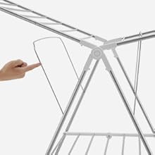 SONGMICS Clothes Drying Rack, with Sock Clips, Metal Laundry Rack, Foldable, Space-Saving, Free-Standing Airer, with 2 Height-Ad