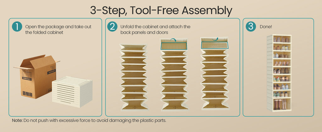 SONGMICS Foldble Shoe Storage Organizer for Closet, Stackable Sneaker Cabinet with Magnetic Door, Large Plastic Container Bins f