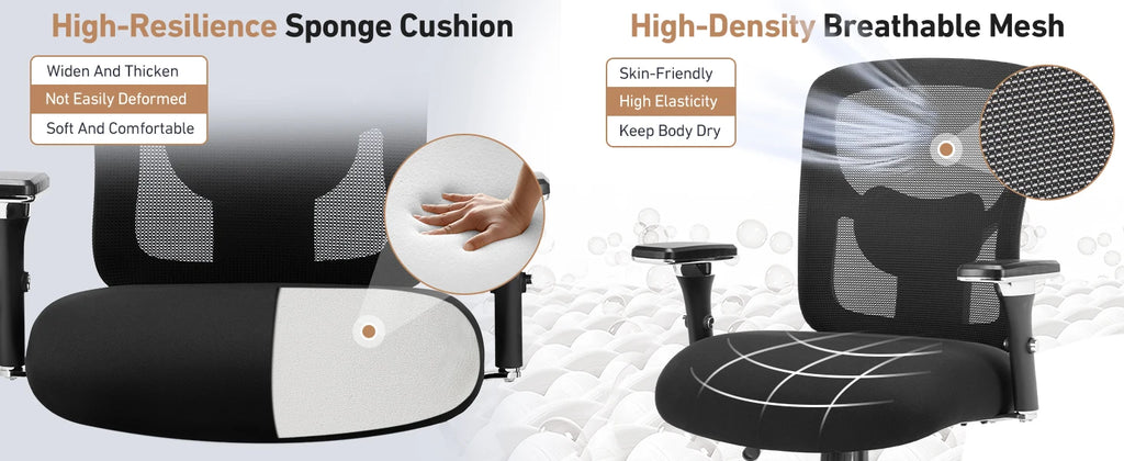 JHK 500lbs Heavy Duty Mesh Backrest Lumbar Support Office Chair Ergonomic Adjustable Height 4D Armrest Gaming Chairs for Home