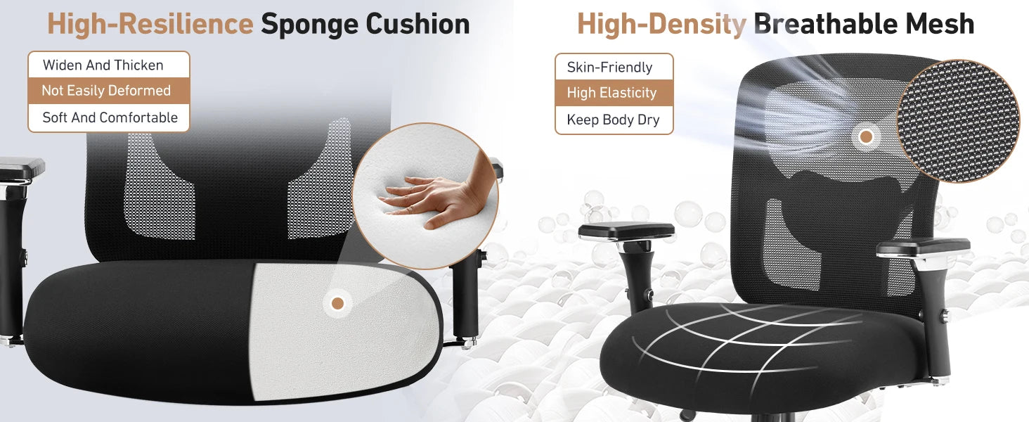 JHK 500lbs Heavy Duty Mesh Backrest Lumbar Support Office Chair Ergonomic Adjustable Height 4D Armrest Gaming Chairs for Home