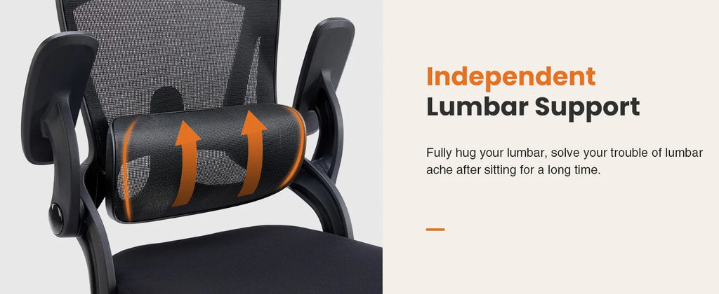 JHK Ergonomic Mesh Adjustable Lumbar Support Office Chair 120°Tilt High Back Comfortable Computer Chair with Soft Flip Up Arms