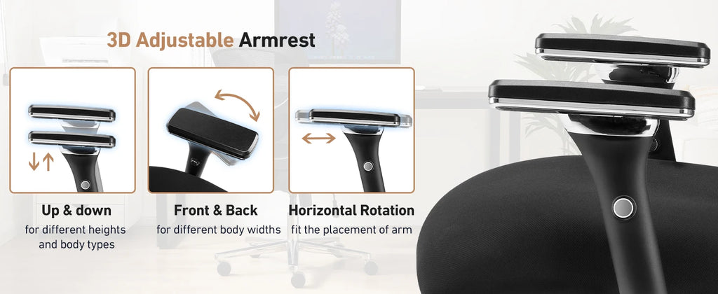 JHK 500lbs Heavy Duty Mesh Backrest Lumbar Support Office Chair Ergonomic Adjustable Height 4D Armrest Gaming Chairs for Home