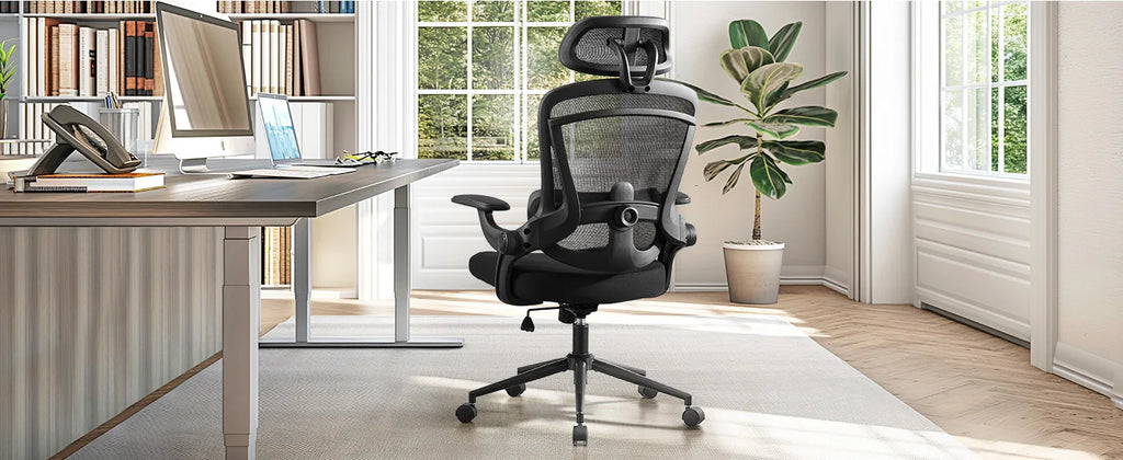 JHK Ergonomic Mesh Office Chair Adjustable Lumbar Support 120°Tilt High Back Comfortable Computer Chair with Soft Flip Up Arms