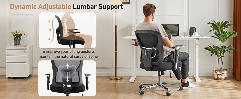 JHK 500lbs Heavy Duty Mesh Backrest Lumbar Support Office Chair Ergonomic Adjustable Height 4D Armrest Gaming Chairs for Home