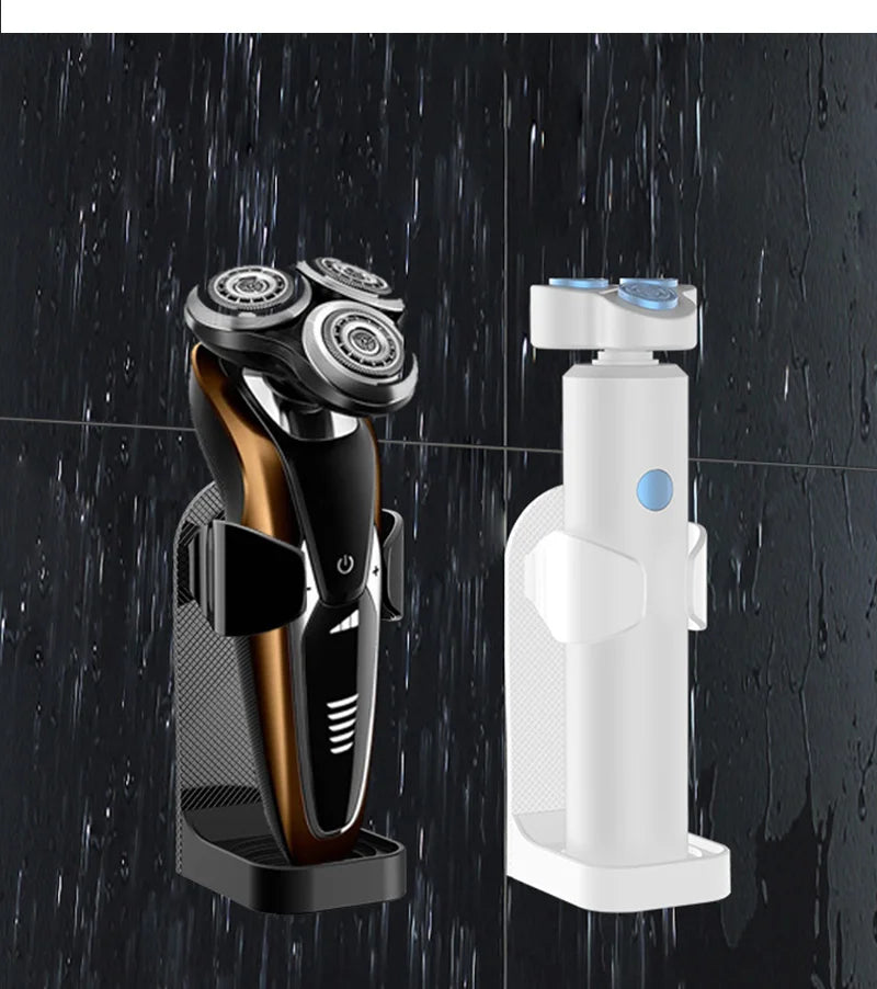 Bathroom Shaver Rack Wall Mounted Shaving Razor Holder Electric Toothbrush Holder Space Saving Traceless Toothbrush Organizer