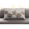 HMS 11\" X 21\" Beige and Khaki Seashells Embroidered Cotton Throw Pillow Decorative & Stylish