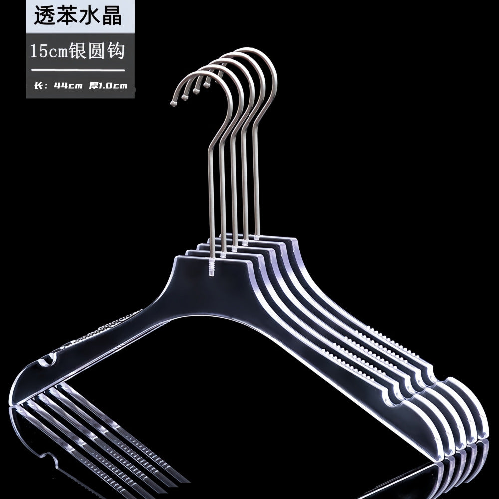 Acrylic Clothes Hanger Non Slip Seamless With Pants Clips Transparent