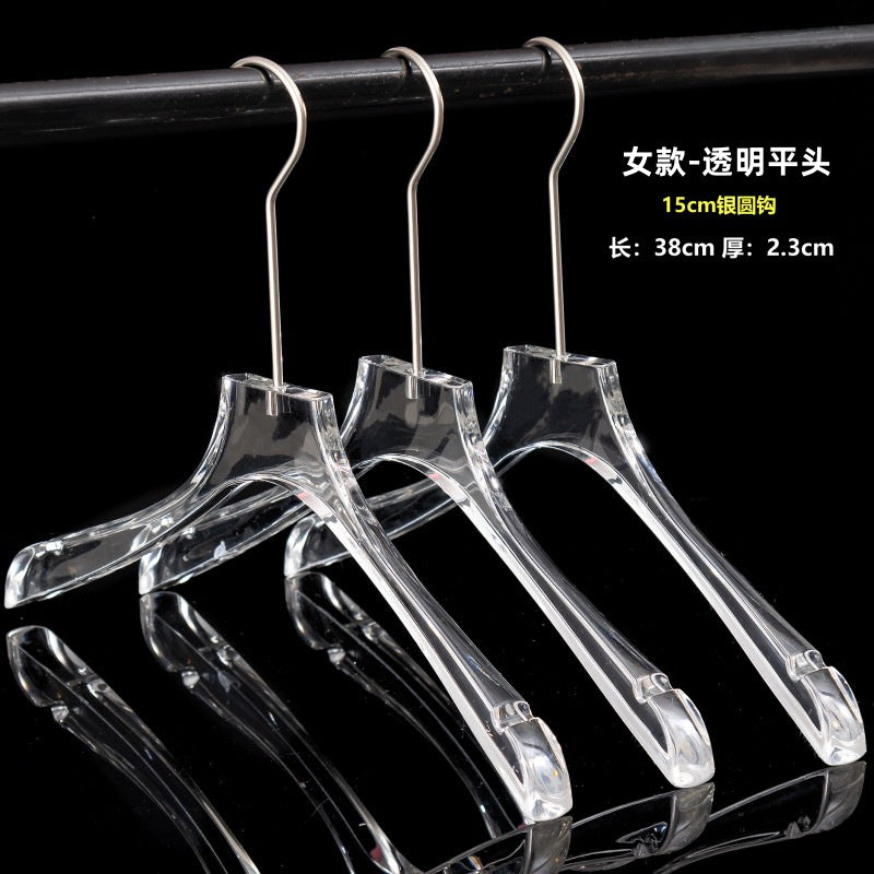 Acrylic Clothes Hanger Non Slip Seamless With Pants Clips Transparent