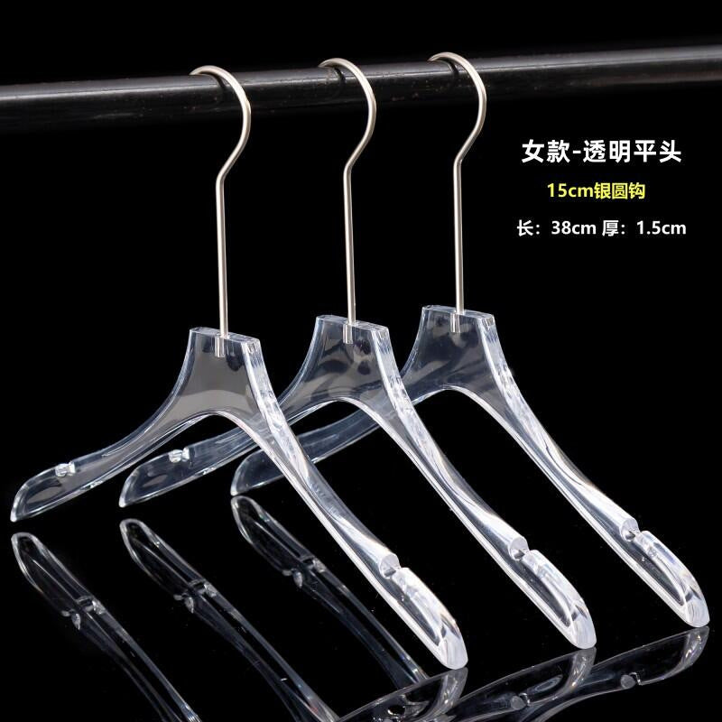 Acrylic Clothes Hanger Non Slip Seamless With Pants Clips Transparent