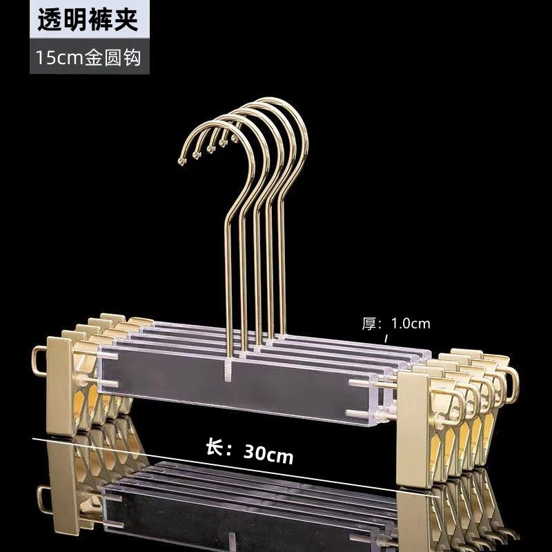 Acrylic Clothes Hanger Non Slip Seamless With Pants Clips Transparent
