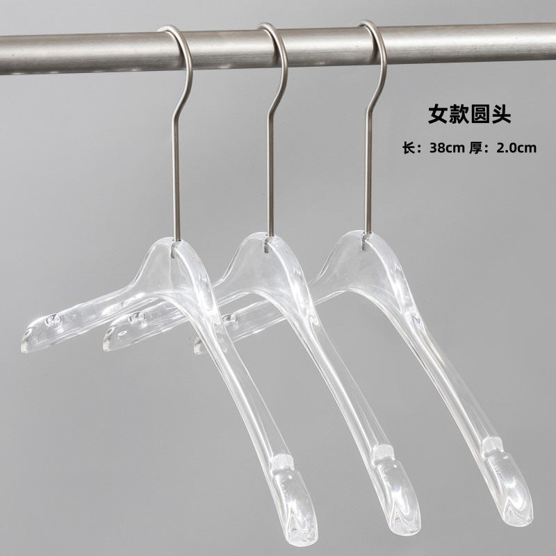 Acrylic Clothes Hanger Non Slip Seamless With Pants Clips Transparent
