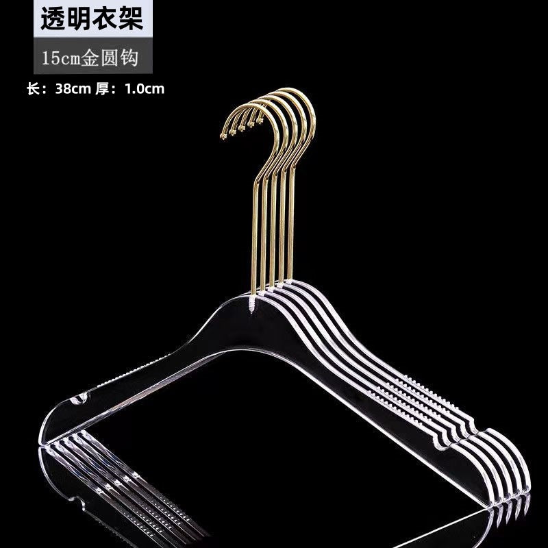Acrylic Clothes Hanger Non Slip Seamless With Pants Clips Transparent