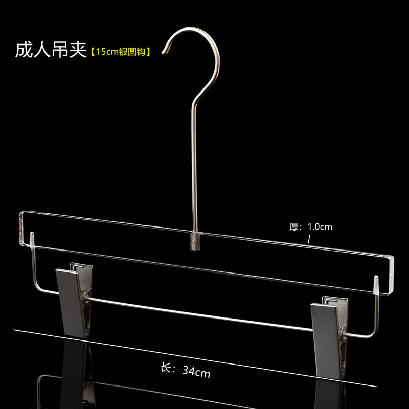 Acrylic Clothes Hanger Non Slip Seamless With Pants Clips Transparent