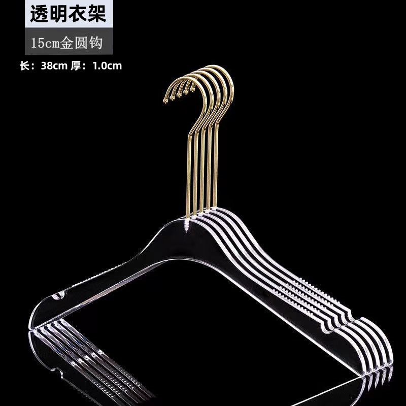 Acrylic Clothes Hanger Non Slip Seamless With Pants Clips Transparent