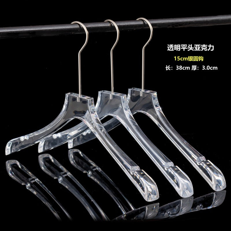Acrylic Clothes Hanger Non Slip Seamless With Pants Clips Transparent