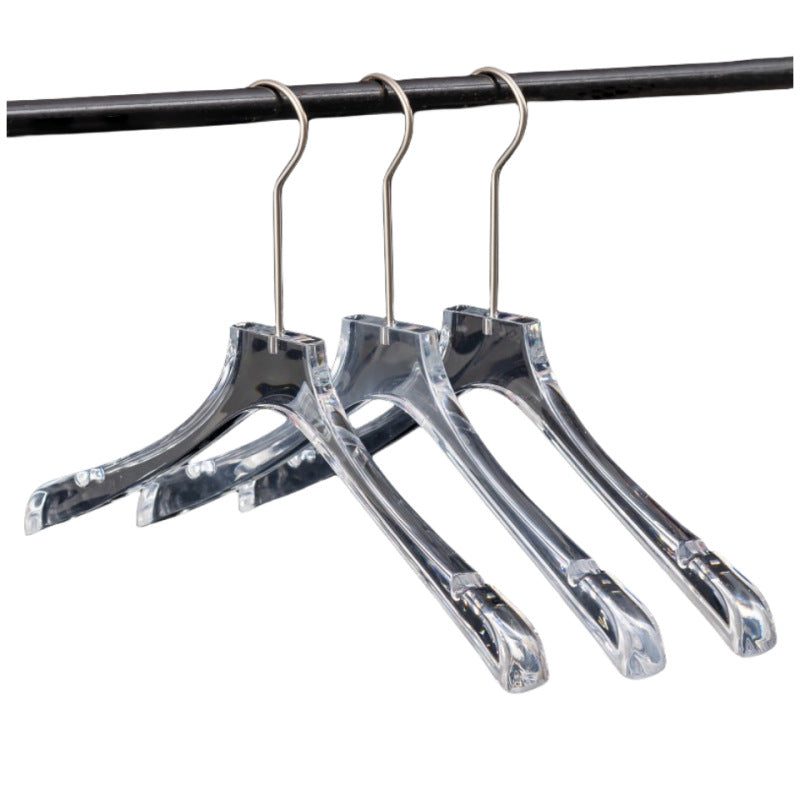 Acrylic Clothes Hanger Non Slip Seamless With Pants Clips Transparent