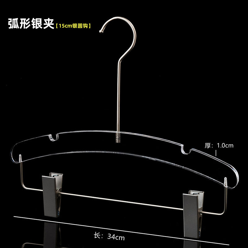 Acrylic Clothes Hanger Non Slip Seamless With Pants Clips Transparent