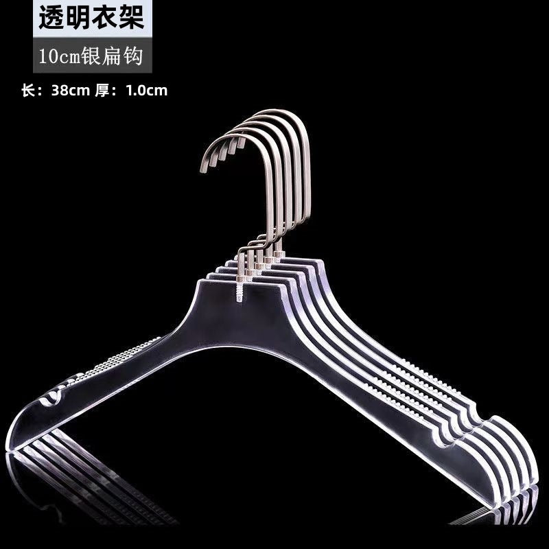 Acrylic Clothes Hanger Non Slip Seamless With Pants Clips Transparent