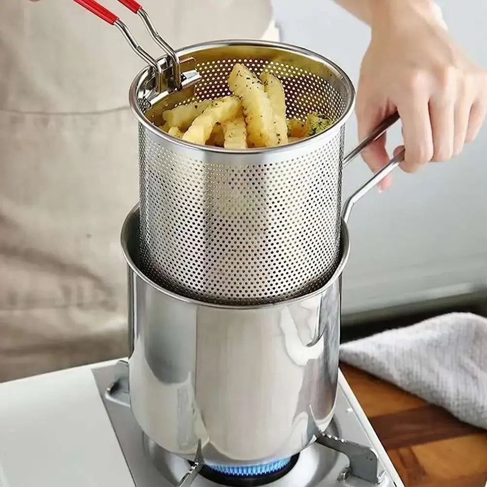 Deep Frying Pot Kitchen Fryer With Strainer Stainless Steel Tempura Fryer Pan Fry Pot Chicken Fried Chicken Cooking Tools