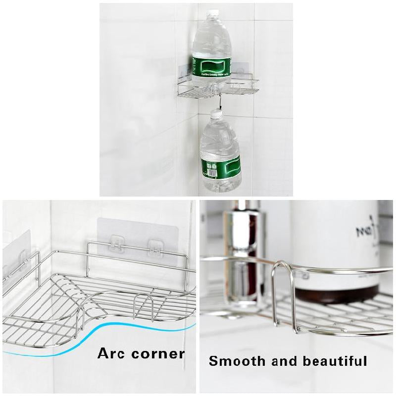Household Bathroom Storage Rack Stainless Steel Triangular Durable Shampoo Soap Storage Shelves For Kitchen Indoor Accessories