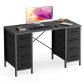 JHK 47 Inch Computer Desk with 8 Fabric Drawers Office Gaming Desk Writing Study Table with X-Shaped Reinforced Structure
