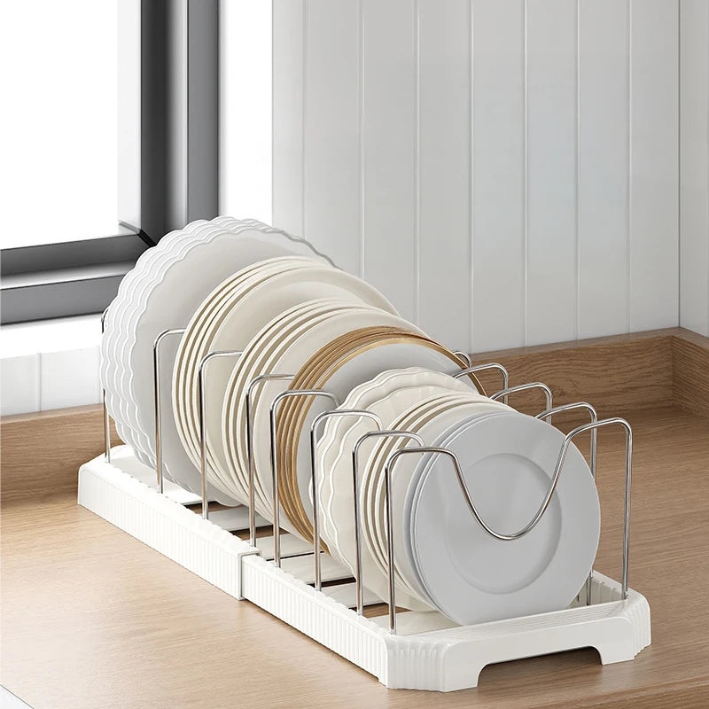 1pc Kitchen Retractable Storage Rack Multi-functional Cabinet Bowl Shelf Kitchen Pot Cookware Draining Rack Kitchen Organizer