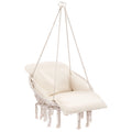 JHK 31in Hammock Hanging Chair with Oversized Padded Cushion Cotton Rope Swing Chair with Tassels 330 lb Capacity Outdoor