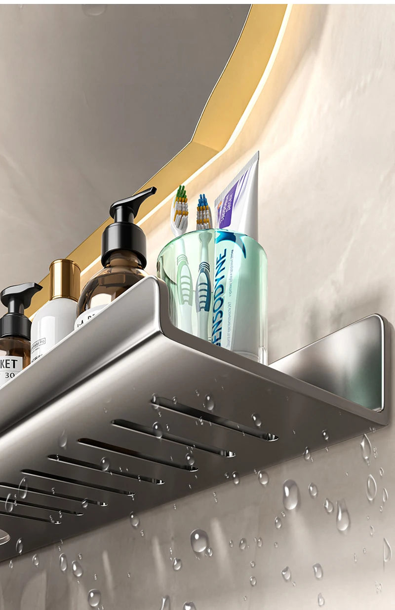 1pc Bathroom Sink Storage Rack Suction Cup Faucet Draining Rack Punch free Wall-mounted Toiletries Shelf Bathroom Organizer