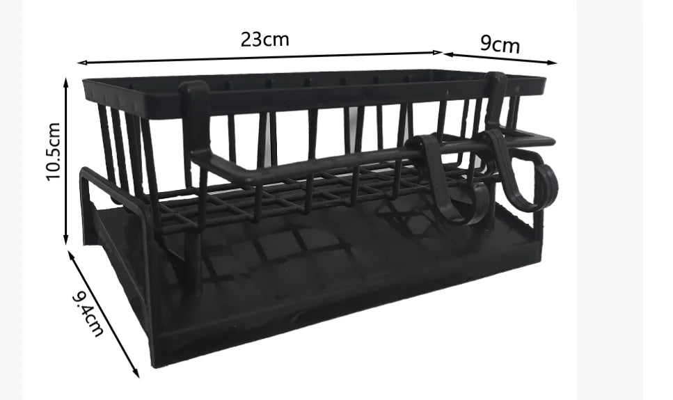 1Pc Multifunctional Plastic Kitchen Shelf Rag Storage Drainage Shelf,No-Punch Adhesive Spice Rack,Sink Tap Drain Rack with Hooks