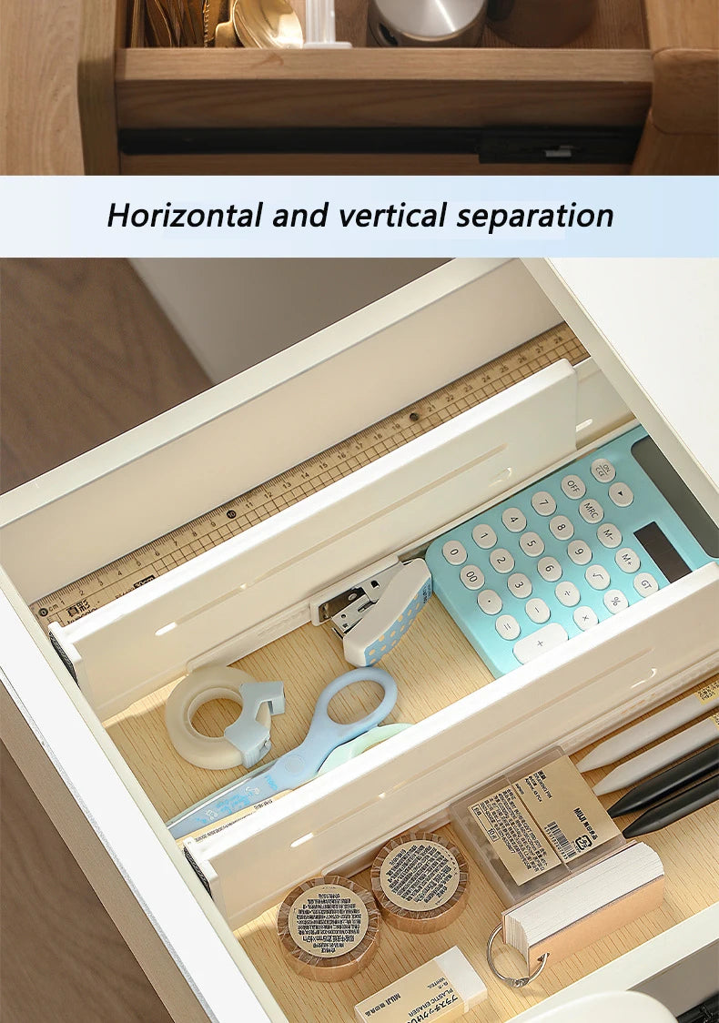 1pc Retractable Drawer Storage Partition Board  Sorting baffle Multi-functional kitchen Tableware Underwear Cosmetics Organizer