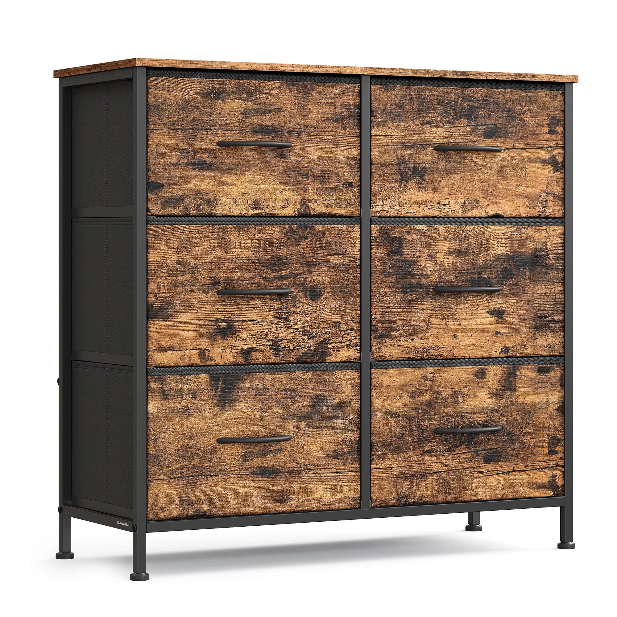 SONGMICS Dresser for Bedroom, Chest of Drawers, TV Stand, Steel, MDF, 6 Non-Woven Fabric Drawers, Storage Organizer Unit, Closet