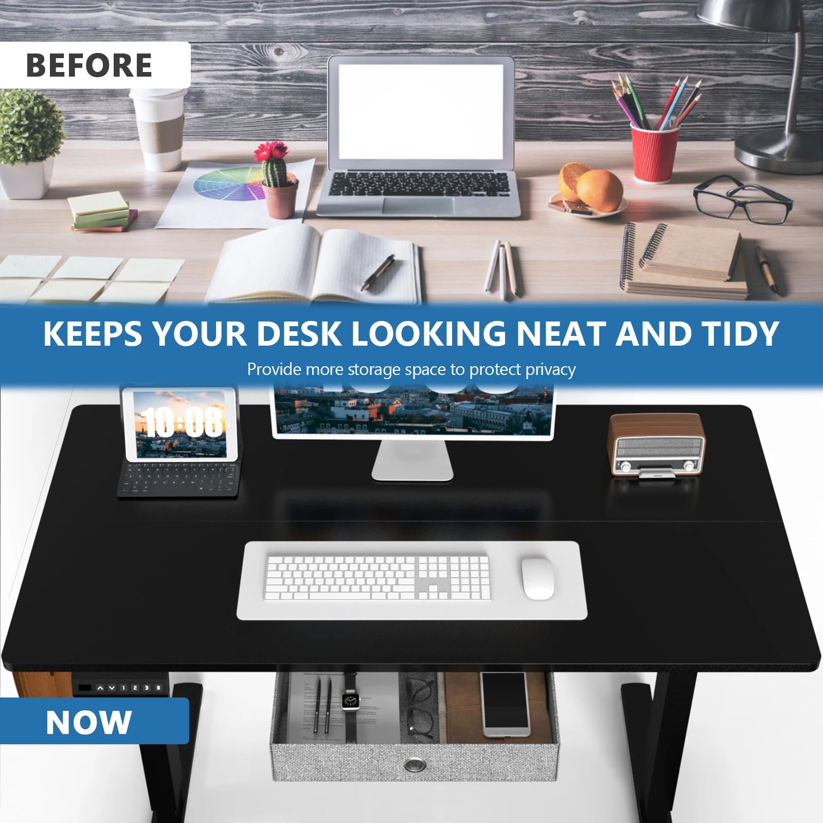 JHK Electric Standing Desk Height Adjustable 55x24 Inch Computer Desk Workstation Ergonomic Work Table for Home Office