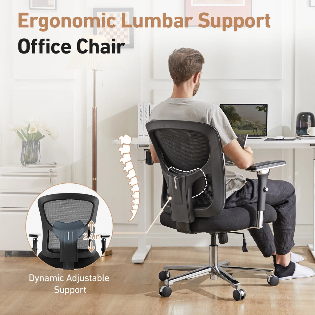 JHK 500lbs Heavy Duty Mesh Backrest Lumbar Support Office Chair Ergonomic Adjustable Height 4D Armrest Gaming Chairs for Home
