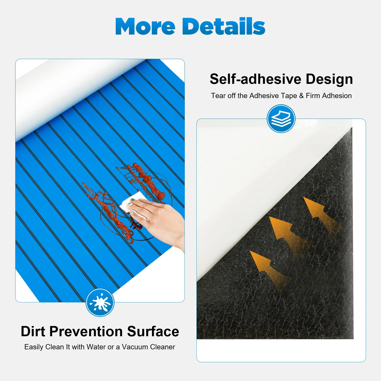 240x90cm Self-Adhesive EVA Foam Teak Boat Floor Mat, 6mm Thick Cuttable Waterproof Anti-Slip Pad Marine Carpet for Deck RV Yacht
