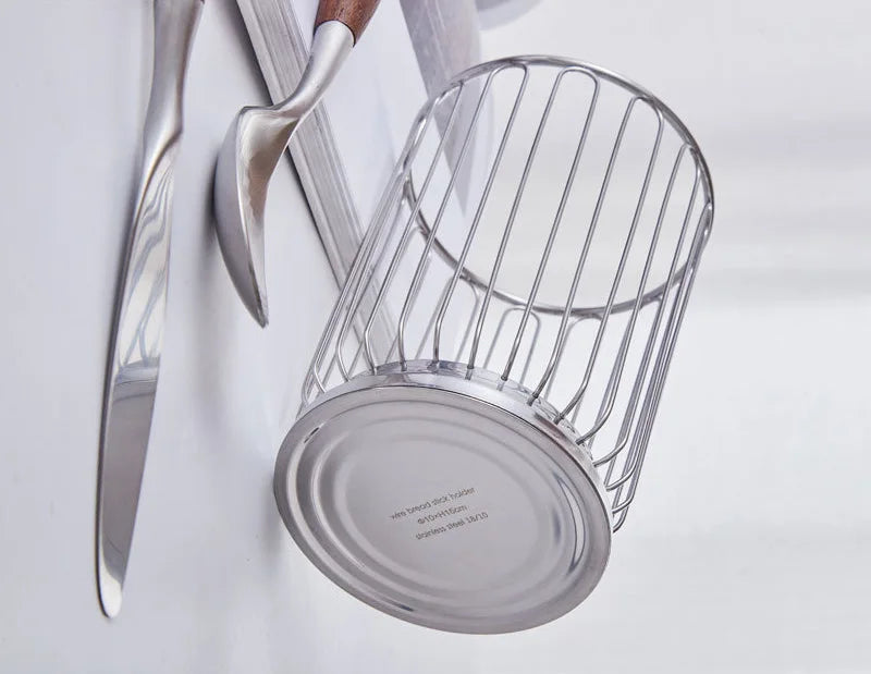 1pc Cutlery Drain Basket Stainless Steel Chopsticks Holder Fork Spoon Storage Basket Kitchen Desktop Hollowed-out Fruit Basket