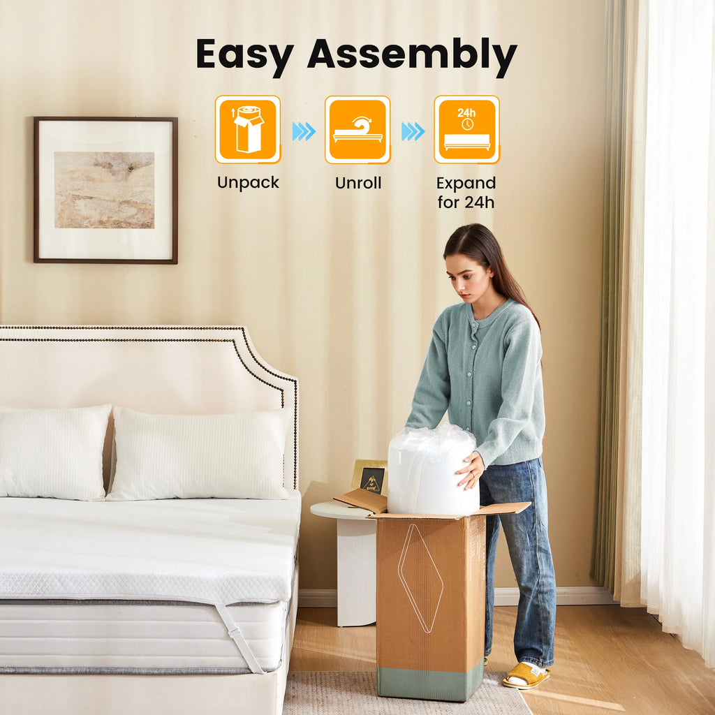 JHK 3 Inch with Fabric Cover Gel Memory Foam Mattress Topper Full Size Cooling Mattress Soft and Breathable Bed Topper