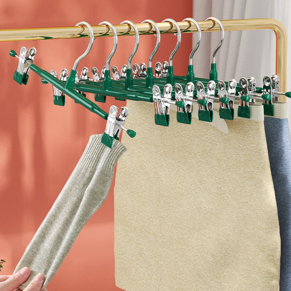 Stainless Steel Wardrobe Clothes Drying Rack With Clips For Pants
