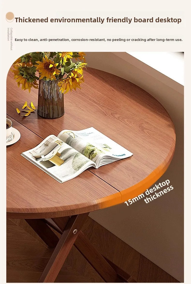 Sturdy Folding Dining Table - No Assembly Needed, Strong Stable Desk for Kitchen, Study & Office, round dining table,small table