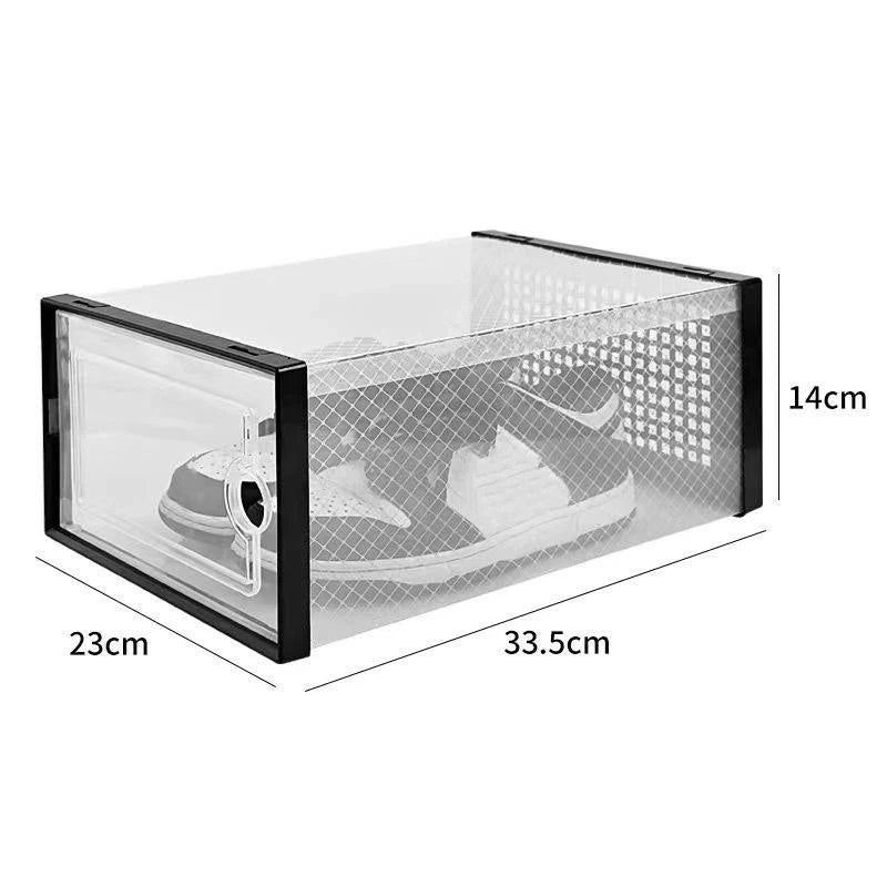 〔White〕Shoe Box Organizer, Clear Stackable Plastic Storage For Sneakers, Dust-Proof Design To Keep Shoes Visible & Protected