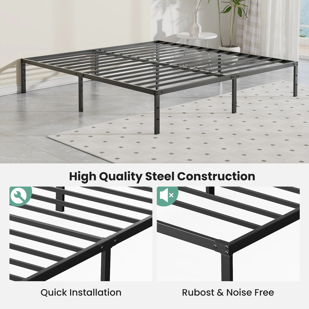 JHK Basic 12IN Twin Full Queen King Size Bed Frame Metal Platform Bedroom Frames with Storage Space Sturdy Steel Slat Support