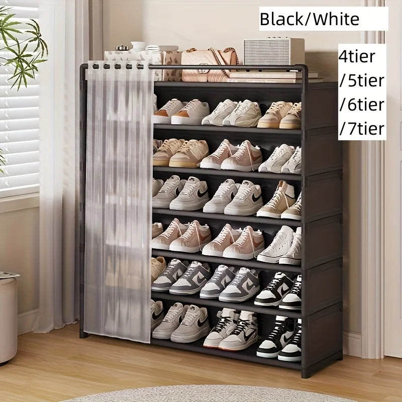 Dustproof Foldable Shoe Display Rack with Non-Slip Base, Easy to Clean, Multi-Layer Storage Shelf for Shoes and Accessories
