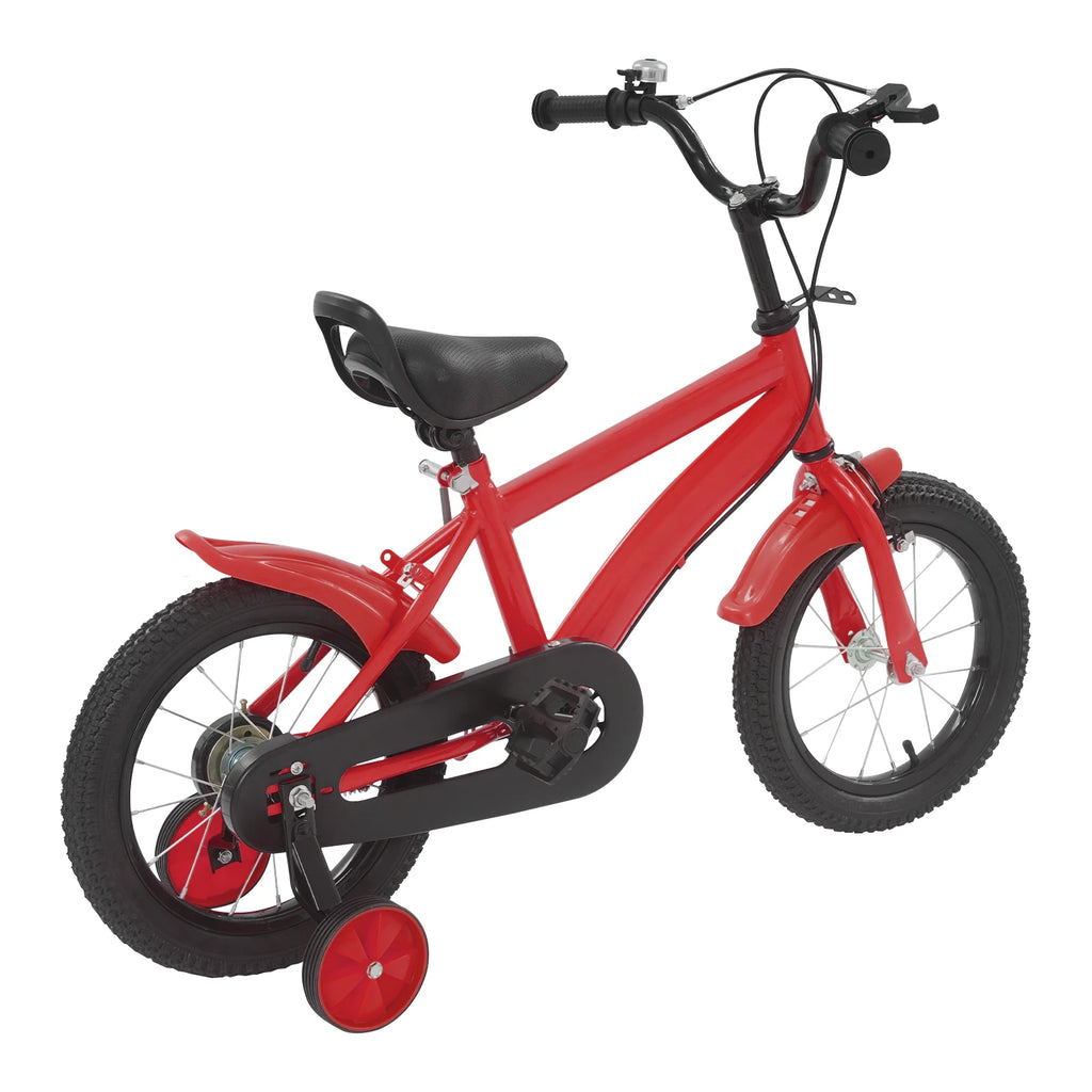 14 Inch Kids Bike w/ Training Wheels, Adjustable Seat Height Dual Brakes Children's Bicycle Kids Learning Bicycle for Boys Girls